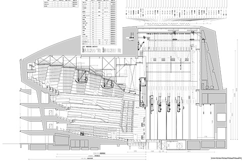 断面図 幕 1：200（バトンピッチ入）