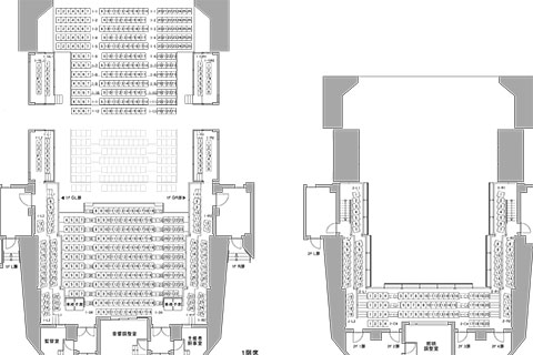 中劇場 客席図 8間プロセニアム形式（基本舞台）