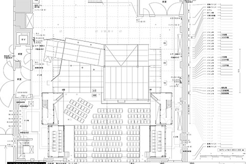 中劇場 平面図 能舞台形式（ブリッジ移動）
