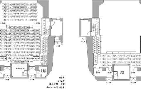 客席図 6間プロセニアム形式
