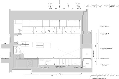 小劇場　断面図　平土間形式
